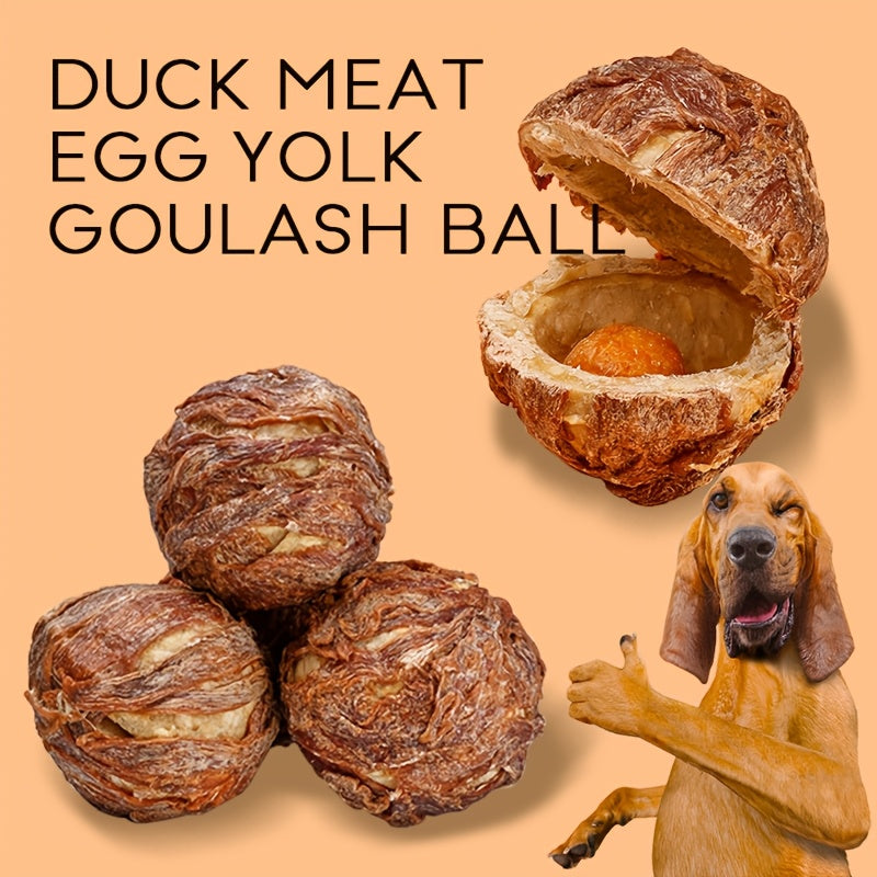 Duck Egg Yolk Dog Treat Balls, 100g Meat-Wrapped Filled Chew Snacks for Supervised Reward Time, Everyday Treats and Dog Lover Gift Baskets