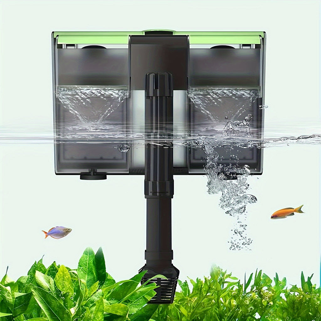 Aquarium Filter with Surface Skimmer, 167 GPH 8W Hang On Back Dual Filtration with Adjustable Flow for 10-45 Gallon Freshwater and Saltwater Tanks