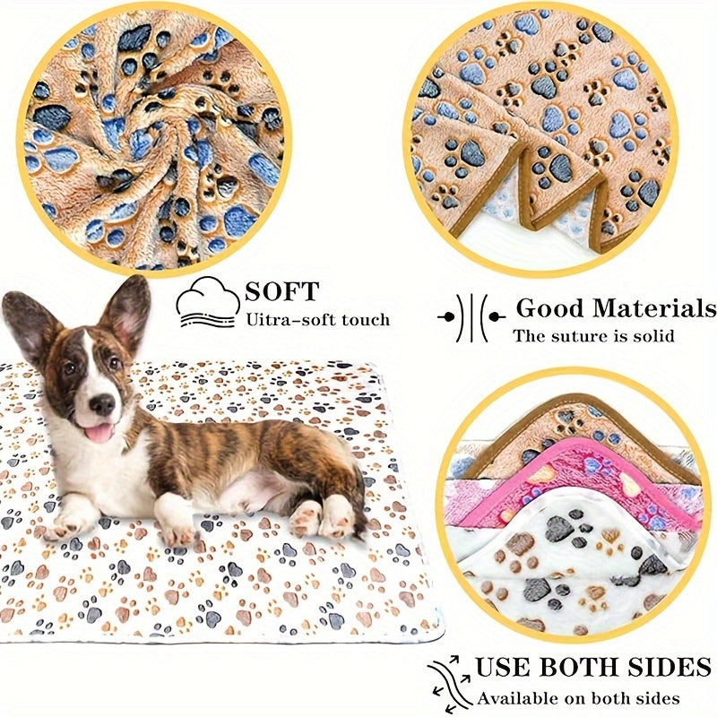Pet Blankets 8 Pack for Dogs and Cats, Soft Flannel Paw Print Throws, Machine Washable Bedding Layers for Everyday Rest and Cozy Home Naps
