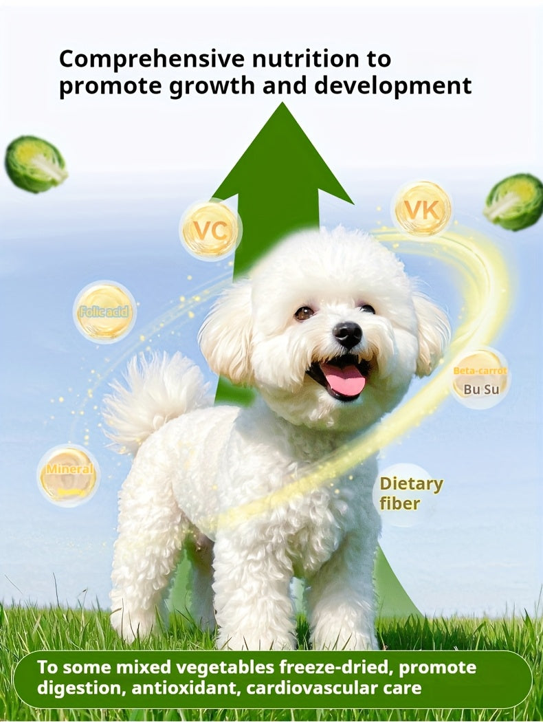 Freeze Dried Dog Treats with Fruit and Vegetable Options, Six Selectable Snack Styles for Supervised Training Rewards and Dog Food Toppers