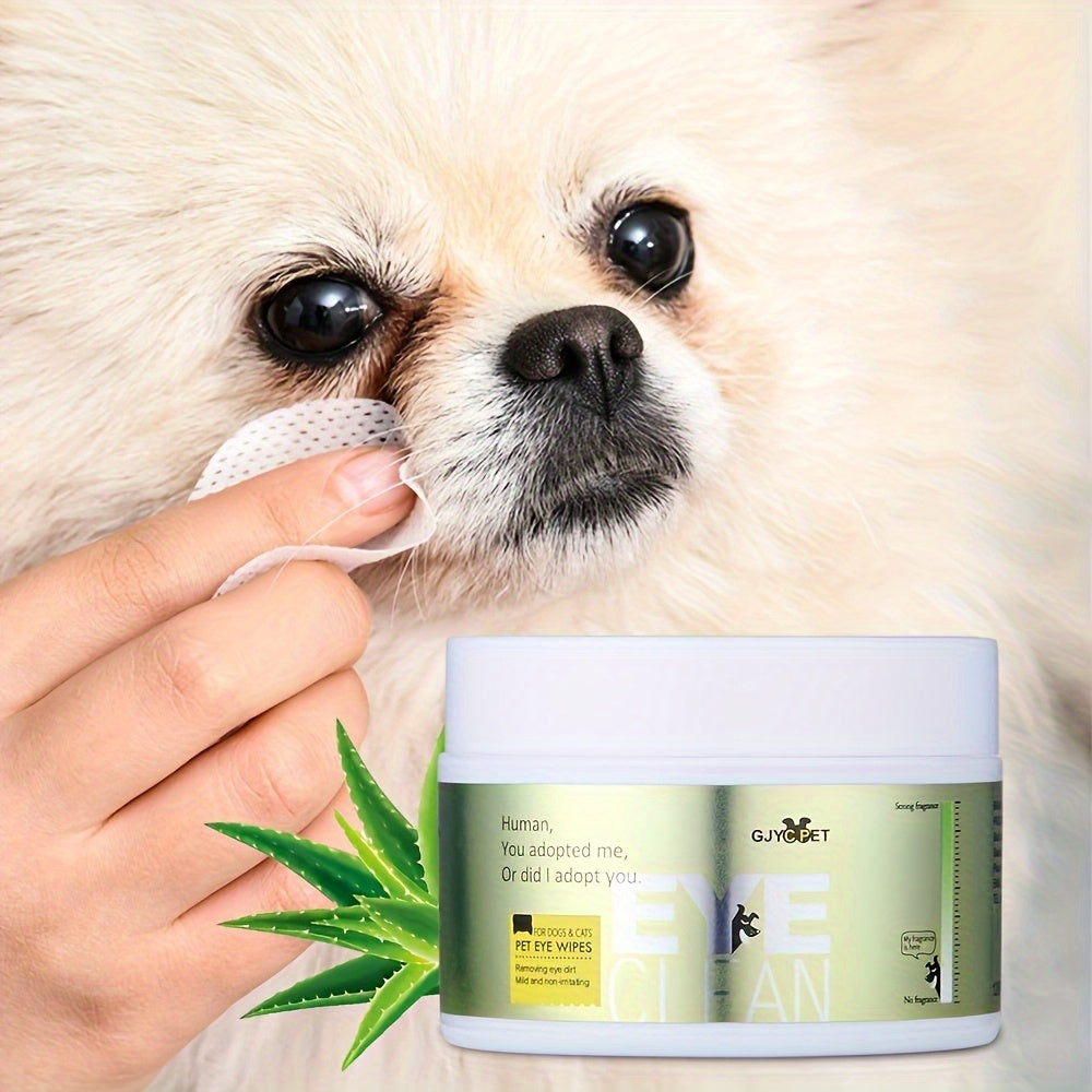 Dog Eye Wipes 120 Count for Daily Eye Area Care, Pet Tear Stain Cleaning Wipes for External Fur Grooming and At-Home Dog Care Routines