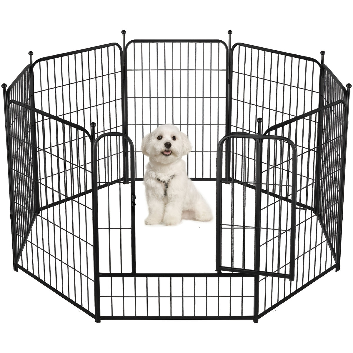 Dog Playpen 32 Inch with Door, Heavy Duty Metal Pet Fence in 8, 10 or 12 Panels for Small and Medium Dogs, Indoor Outdoor Yard and RV Camping