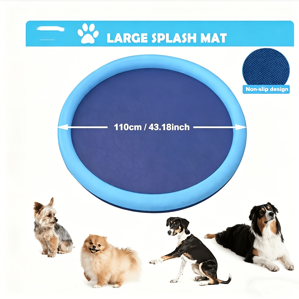 Dog Sprinkler Mat for Small Dogs, 0.6mm Thick Non-Slip Blue Splash Pad for Summer Outdoor Water Play, Backyard Fun and Cooling Breaks