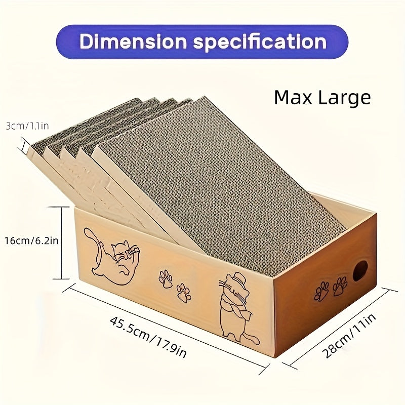 Cardboard Cat Scratcher Bed Combo, Five-Layer Corrugated Scratching Board with Replaceable Design for Indoor Cats and Kittens, 5-Piece Set Options