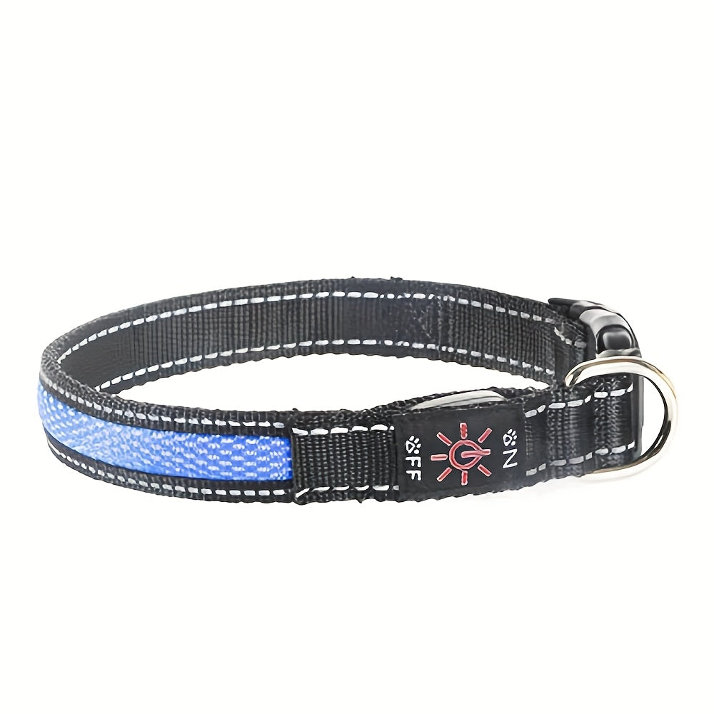 LED Dog Collar with Soft Mesh Design, USB Rechargeable Adjustable Light Up Collar for Small Medium Large Dogs, Evening Walks, XS-XL