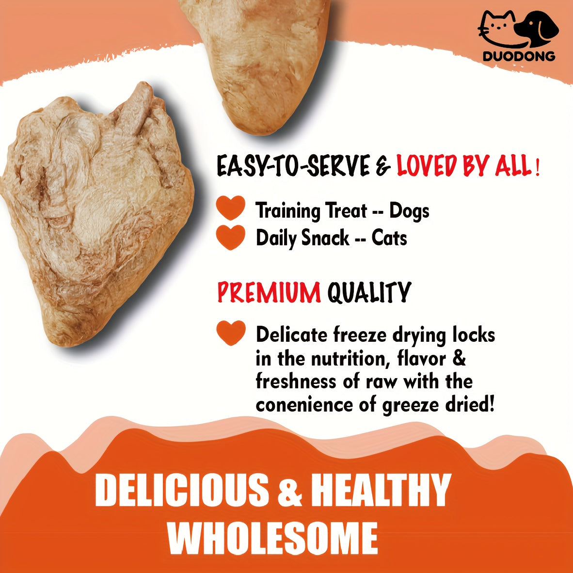 Freeze Dried Chicken Heart Dog Treats, Single Ingredient Grain-Free Raw Snacks for Training Rewards and Food Toppers, 200g or 300g