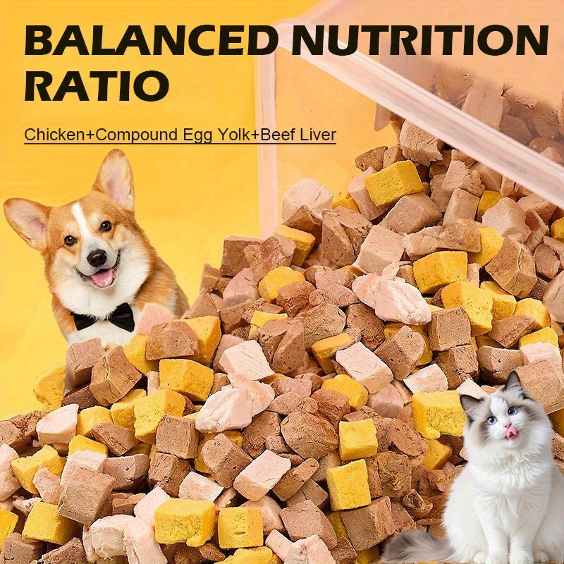 Triple Freeze-Dried Dog Treats, 150g Chicken, Beef Liver and Egg Yolk Snack Mix for Small and Medium Dogs, Supervised Training Rewards
