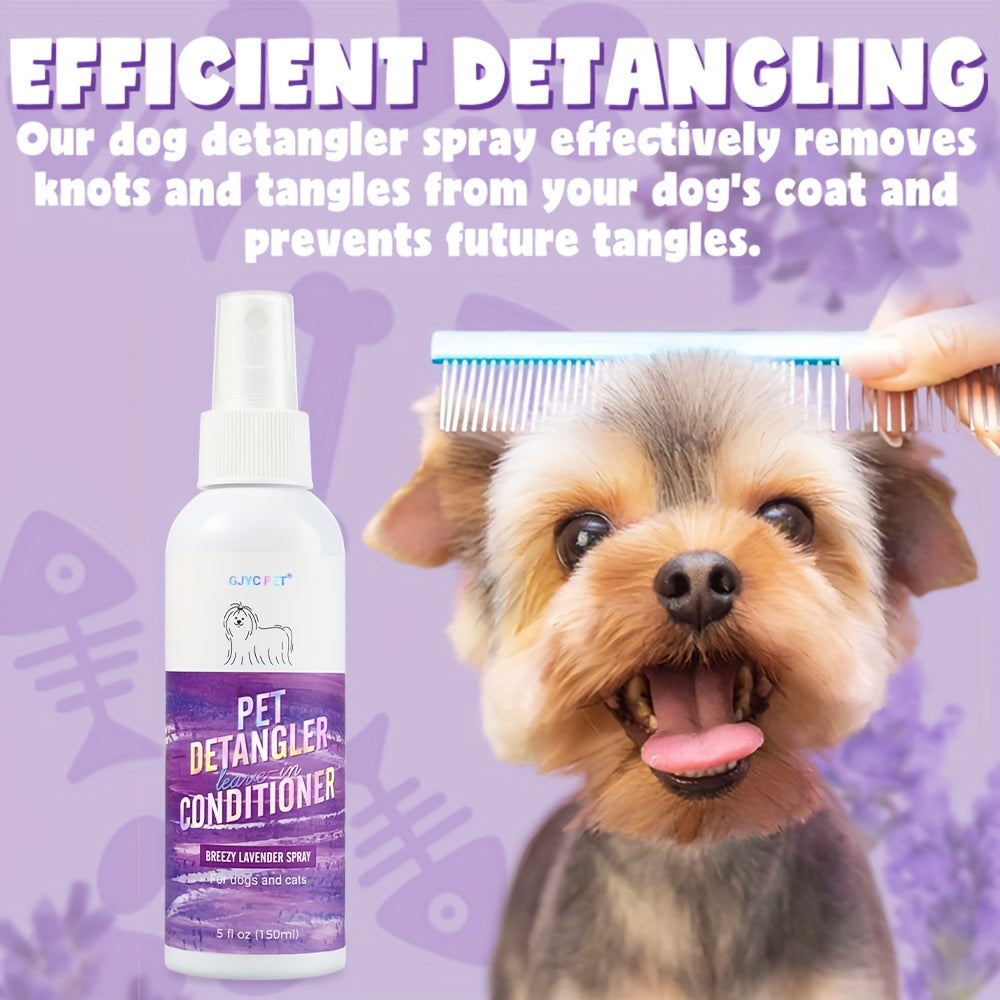 Dog Detangler Spray with Lavender Fragrance, 150ml Leave-In Conditioner and Tangle Remover for Everyday Coat Brushing and At-Home Dog Grooming
