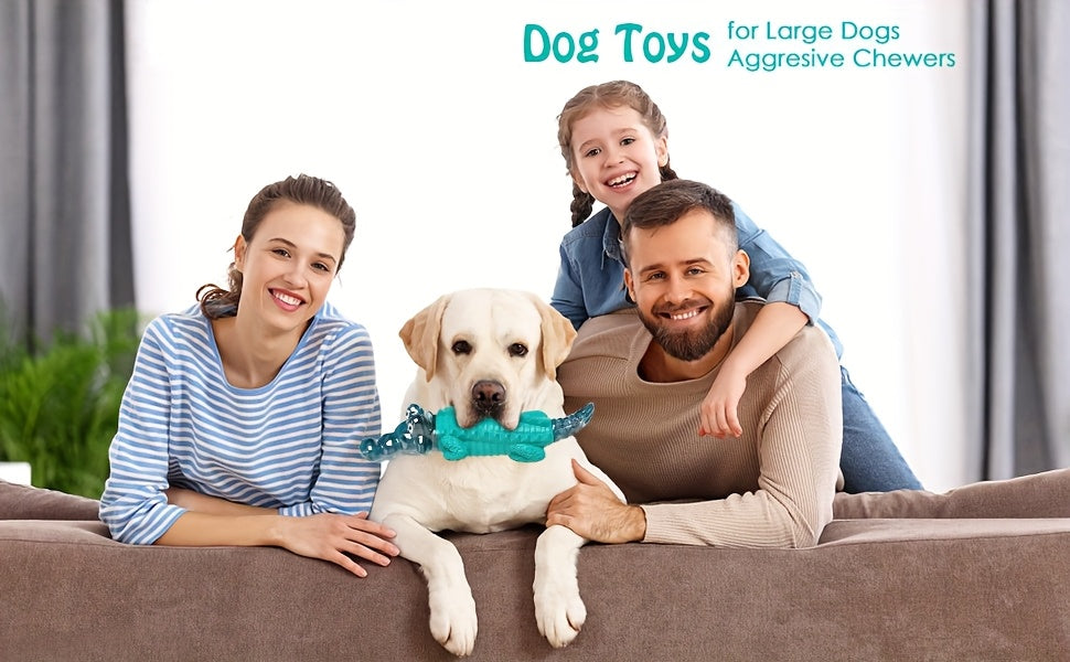 Crocodile Dog Chew Toy for Medium and Large Dogs, Milk-Flavored Textured Chewing Toy for 20–100 lb Pets, Blue and Two-Piece Set Options
