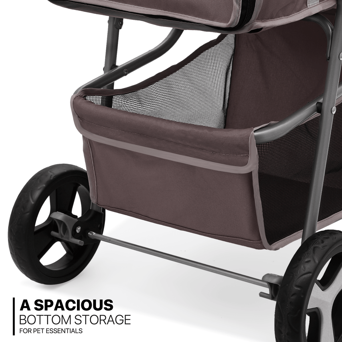 Foldable Dog Stroller for Small Dogs and Cats, 3-Wheel Pet Pushchair with Weather Cover, Breathable Mesh, Storage Basket and Cup Holder