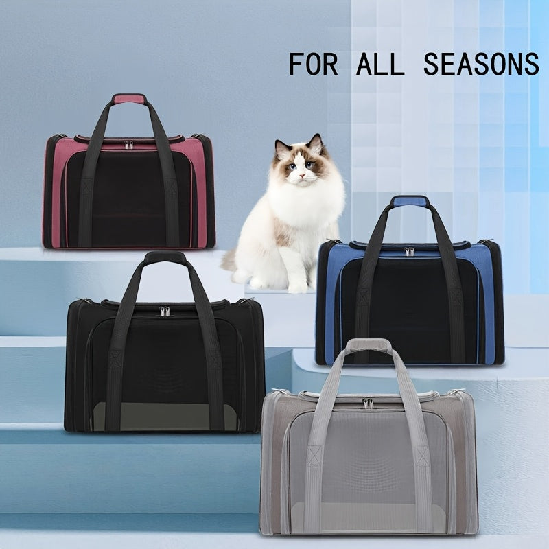 Soft-Sided Cat Carrier for Pets Up to 15 lbs, Collapsible Travel Bag for Small Dogs, Puppies and Cats, Vet Visits and Everyday Trips