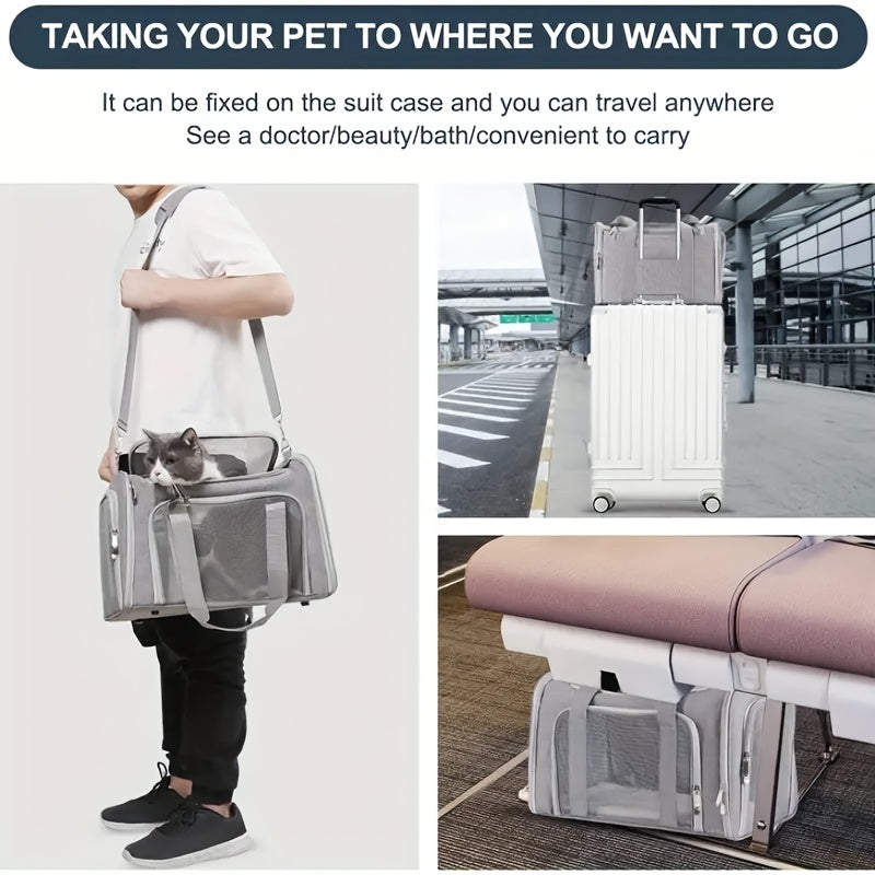 Soft-Sided Cat Carrier for Pets Up to 15 lbs, Collapsible Travel Bag for Small Dogs, Puppies and Cats, Vet Visits and Everyday Trips