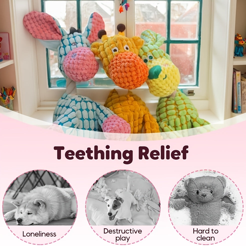 Plush Squeaky Dog Toy Pack for Small Dogs and Puppies, 2 or 3 Piece Pet Play Set for Supervised Gentle Chewing and Everyday Interactive Play