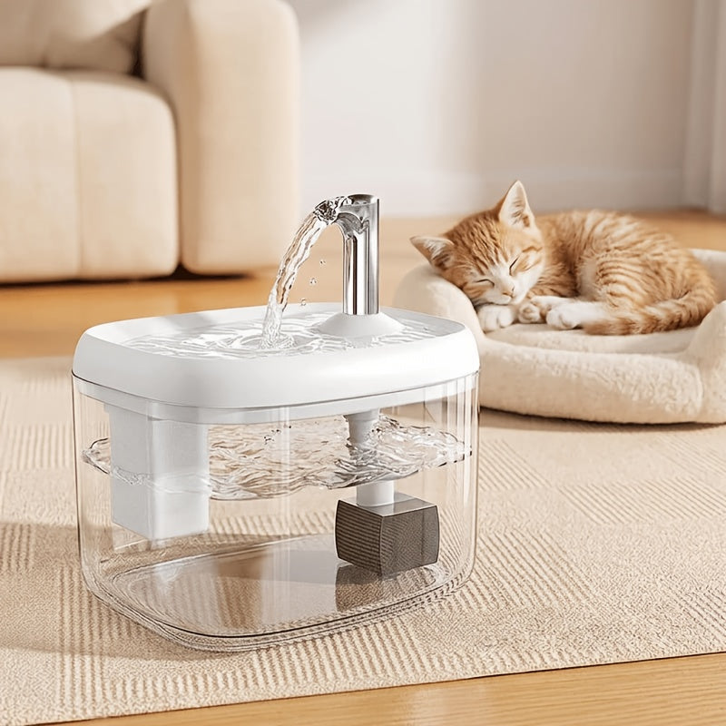 Filtered Cat Water Fountain, Ultra-Quiet USB Powered Pet Drinking Dispenser with Multi-Stage Filtration, Easy-Clean Design for Home & Travel