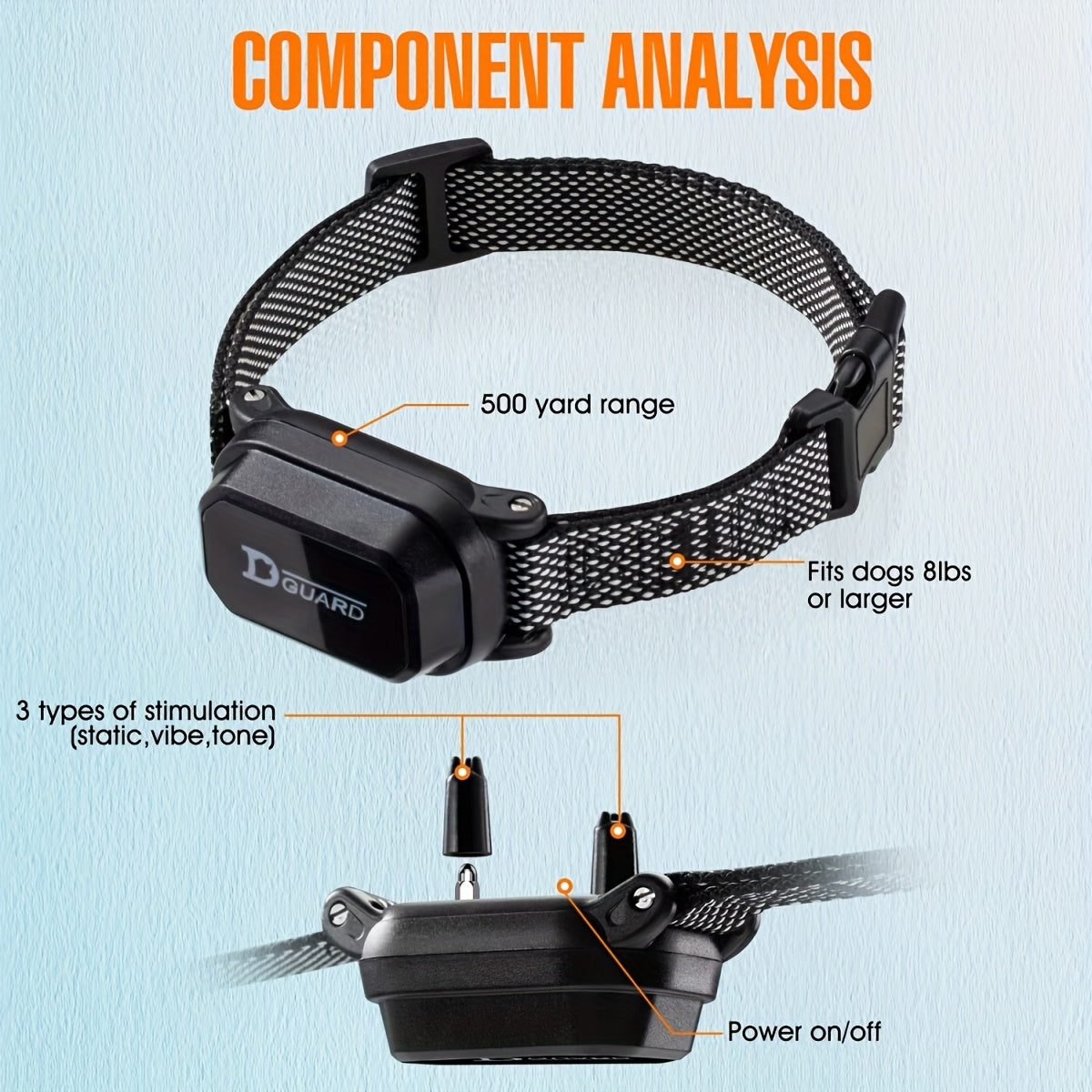 Dog Training Collar D80 with Remote Control, Rechargeable Black Adjustable Nylon Collar with Listed Beep and Vibration Modes for Supervised Single-Dog Sessions