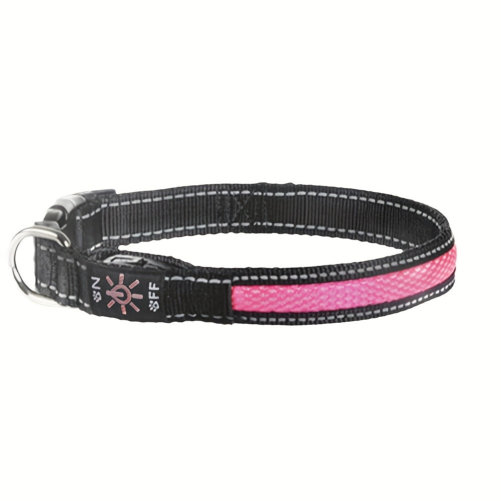 LED Dog Collar with Soft Mesh Design, USB Rechargeable Adjustable Light Up Collar for Small Medium Large Dogs, Evening Walks, XS-XL