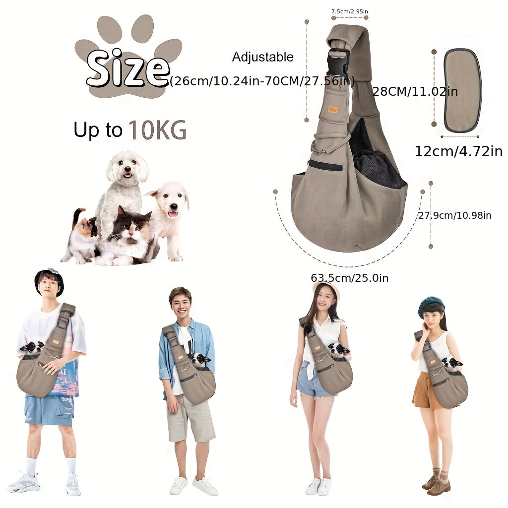 Pet Sling Carrier with Padded Hard Bottom, Adjustable Dog and Cat Shoulder Bag for Carrying Puppies on Everyday Outings, Five Color Options