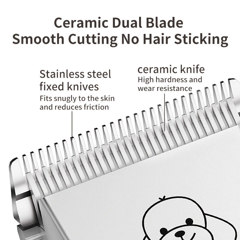 Dog Grooming Clippers with Display, Red Cordless Rechargeable Pet Hair Trimmer with Detachable Blades, Four Guide Combs and Kit Options
