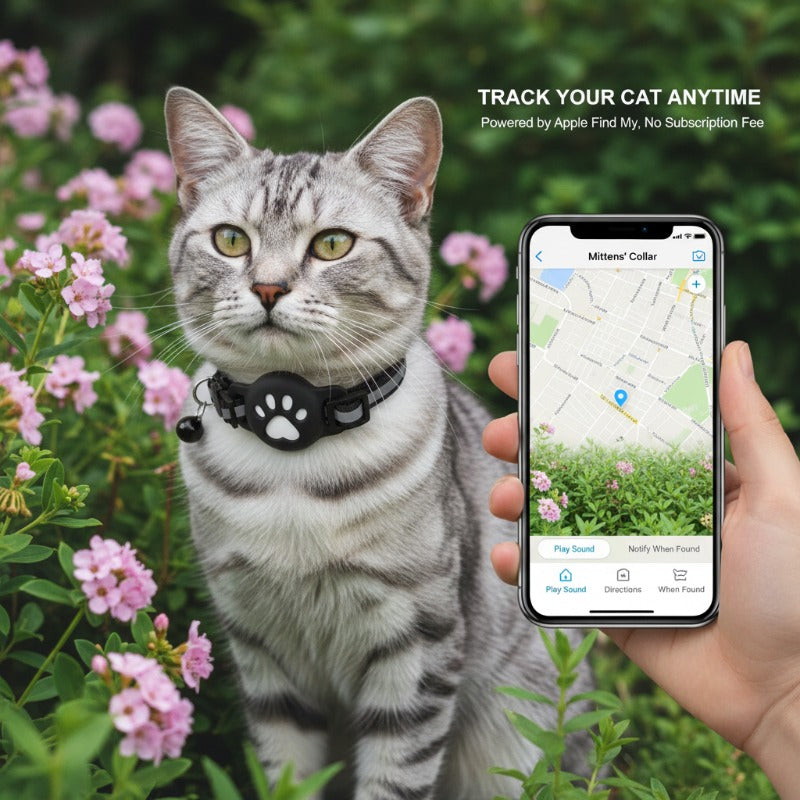 Cat Tracker Collar Set for iOS, Pet Locator with 5-Piece Option Including Two Lanyards, One Collar and Silicone Protective Case, Battery Not Included