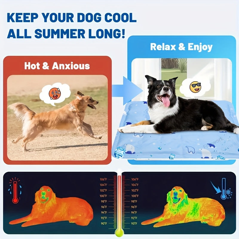 Gel Cooling Mat for Dogs and Cats, Water-Activated Reusable Pet Resting Pad in Two Sizes and Four Patterns for Indoor and Outdoor Summer Lounging