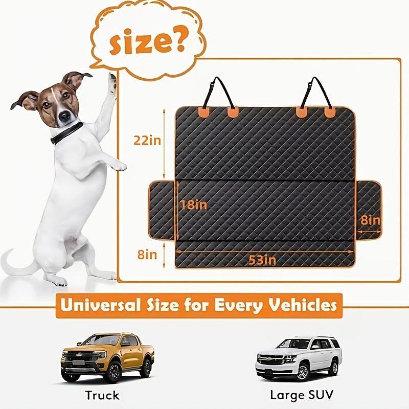 Rear Seat Cover for Dogs, Anti-Slip Dog Car Seat Protector in Black with Black or Orange Edge for Everyday Drives and Pet Travel