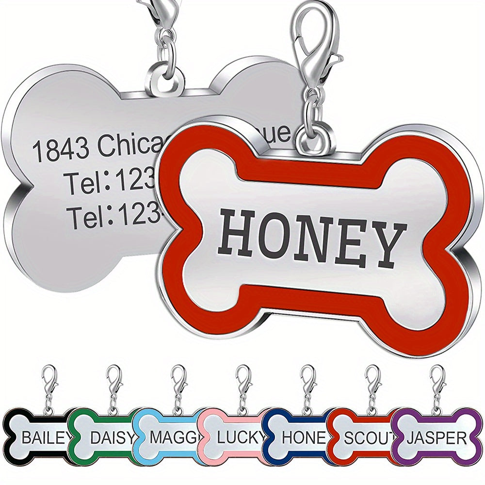 Personalized Metal Pet Tag for Dogs and Cats, Single Engraved Name ID Tag in Seven Colors for Everyday Identification and Pet Parent Gifts