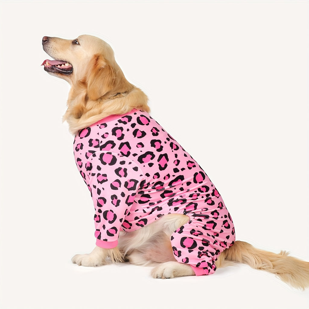 Pink Leopard Dog Apparel with Plush Styling, Pet Fashion Piece for Everyday Dress-Up, Birthday Photos and Dog Lover Gifts, Sizes XS to 4XL