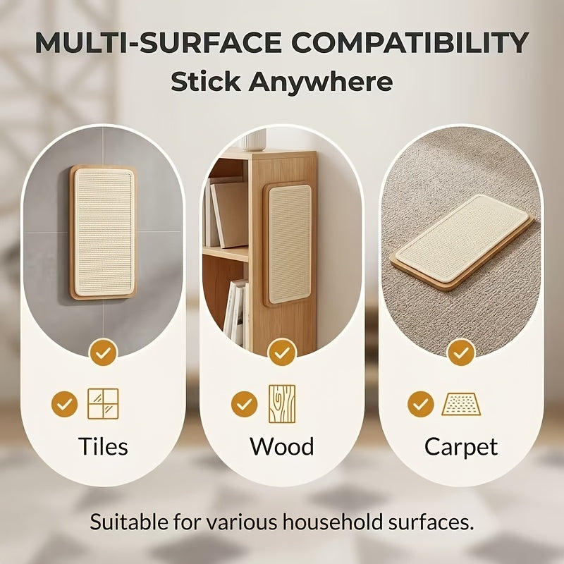 Cat Scratching Mat with Adhesive Strip, 24 Inch Sisal Rope Furniture Protector for Compatible Sofa Corners and Wall Scratching Areas