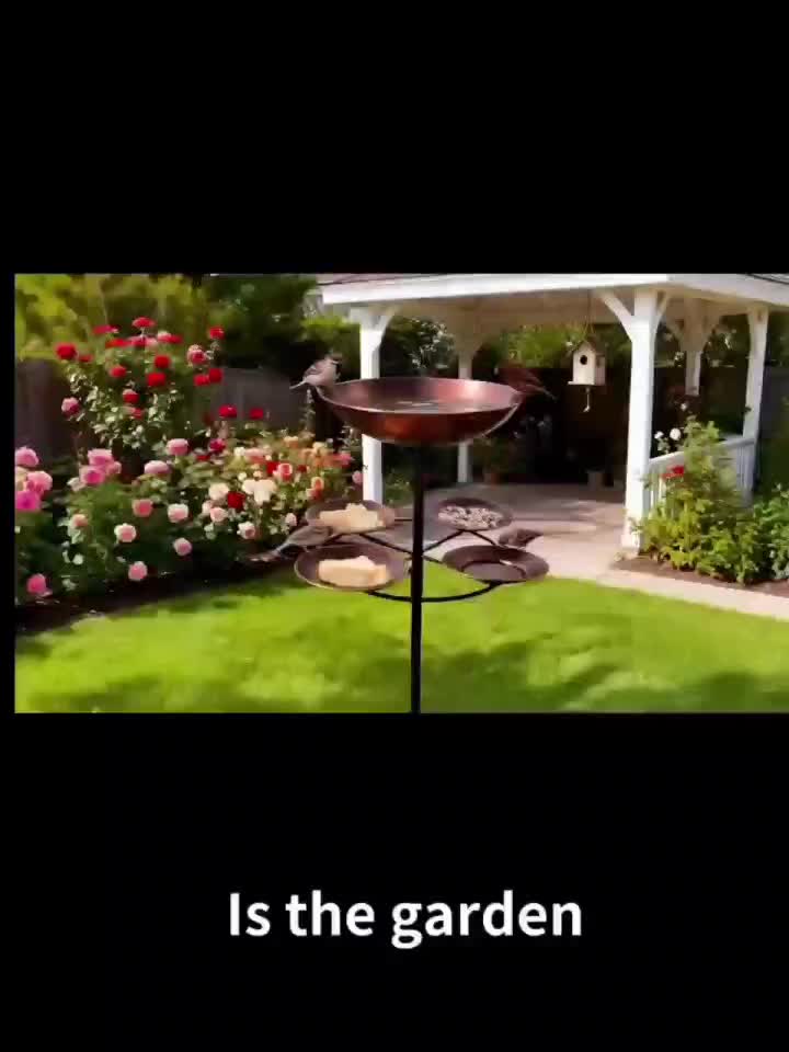 Tree-Shaped Bird Bath in Copper Color, Double-Layer Outdoor Water and Feeding Basin Design with Five-Claw Base for Garden, Yard and Courtyard Decor