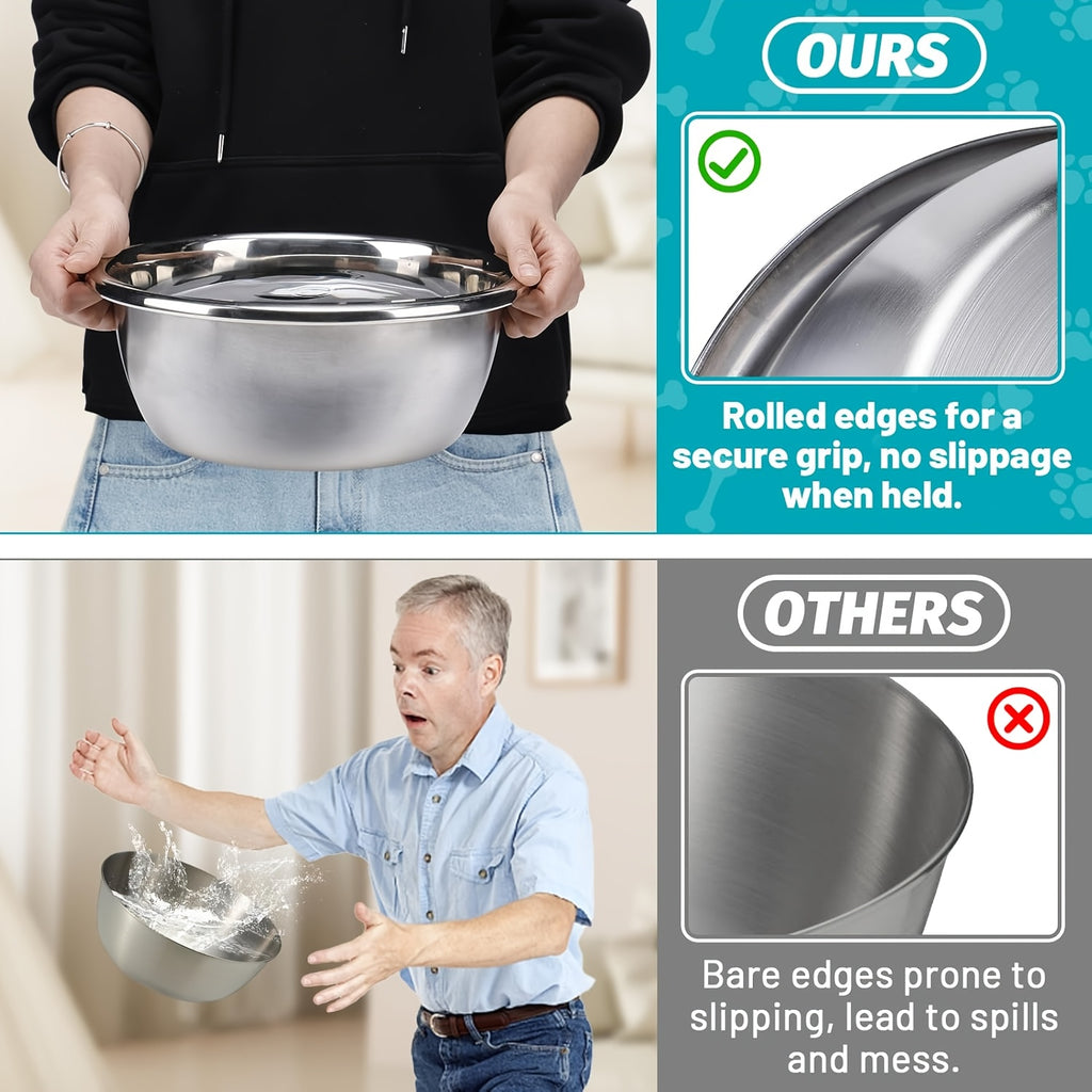 Stainless Steel Dog Bowls 2-Pack, Dishwasher Safe Food and Water Dishes for Large and Extra Large Breeds, Indoor and Outdoor Feeding