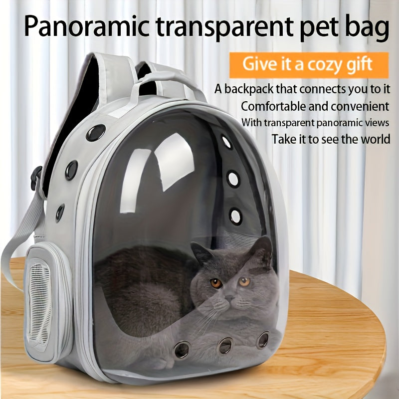 Space Capsule Cat Backpack in Black, Clear Breathable Pet Carrier with Zipper Closure for Cats and Small Dogs, Vet Visits and Outdoor Trips