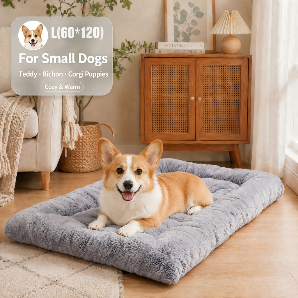 Large Dog Floor Mat in Grey, Soft Washable Non-Slip Pet Sleeping Pad for Cozy Indoor Rest and Multi-Pet Homes, L to XXXL Size Options