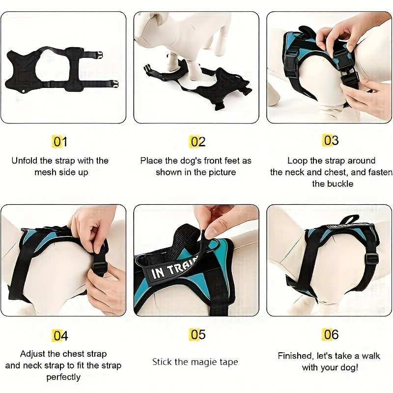 Dog Harness with Soft Control Handle, Adjustable Reflective Walking Vest for Daily Walks and Training, Five Color Choices in S to XL Sizes
