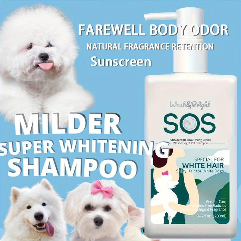 Dog Whitening Shampoo for White Coats, Natural Fragrance & Fluffy Coat Options for At-Home Bath Time and Pet Grooming Care | Goodie Pet