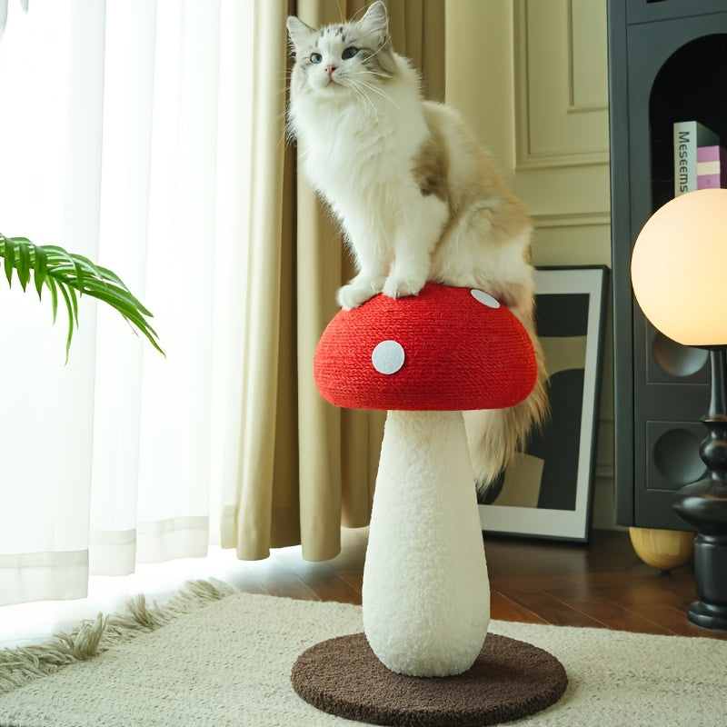 Mushroom Cat Scratching Post with Sisal Surface, Interactive Cat Scratcher Toy for Indoor Cats and Kittens, Everyday Scratch and Play