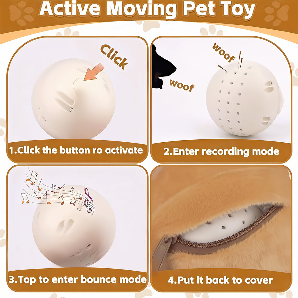 Bouncing Dog Toy with Recording and Music Modes, Rechargeable Jumping Pet Ball in Rabbit, Hamster, Puppy and Pig Styles for Supervised Play