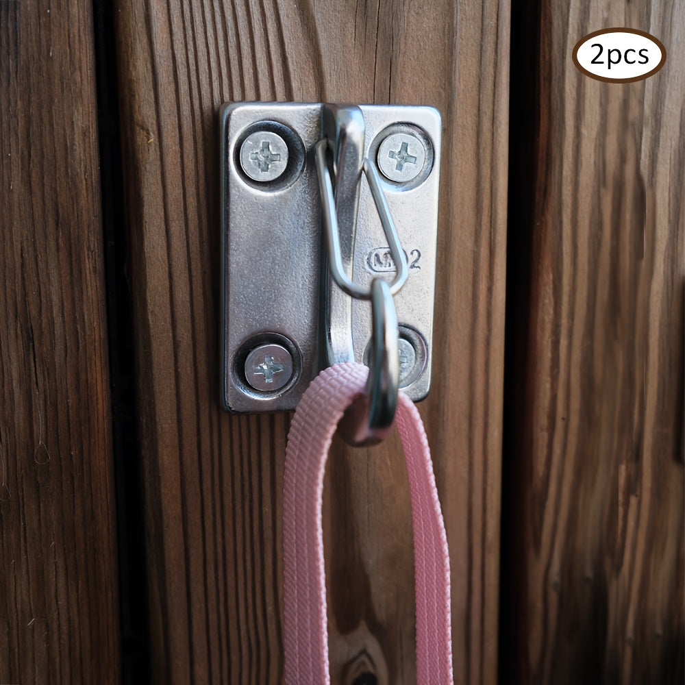 Wall-Mounted Dog Tie-Out Hooks 2 Pack, Heavy-Duty Metal Leash Attachment Hooks with Dual Switchable Design for Indoor Outdoor Use, Grey