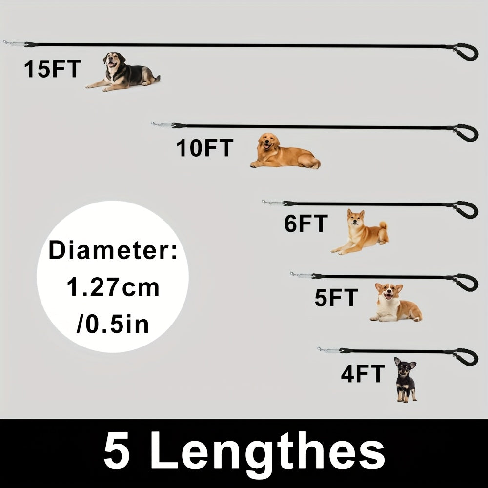 Braided Reflective Dog Leash for Daily Walks and Training, 1/2-Inch Rope Lead with 4, 5, 6, 10 and 15 Foot Options in Multiple Colors