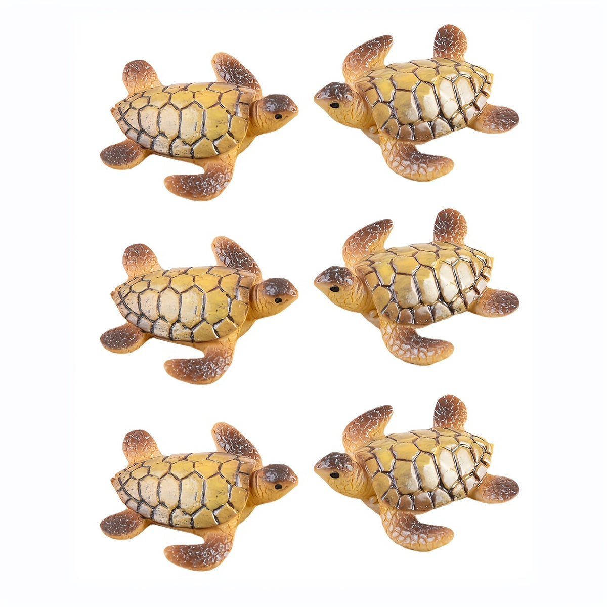 Sea Turtle Aquarium Decorations, 6-Piece Miniature Resin Ornament Set for Fish Tank Decor, Ocean-Themed Aquatic Display Accessories