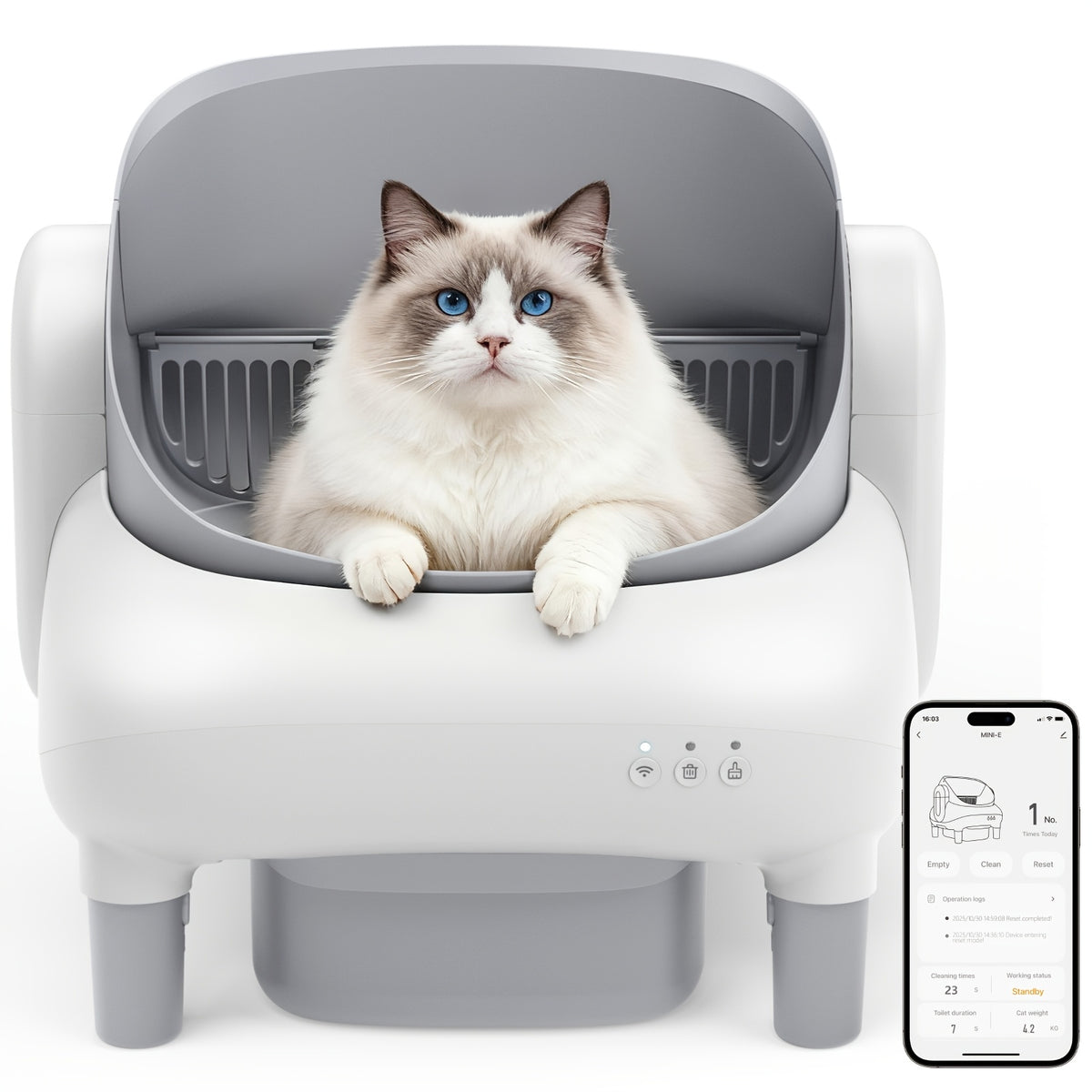 95L Automatic Cat Litter Box with App Control, Removable Washable Inner Tray and Built-In Safety Sensor for Multi-Cat Households