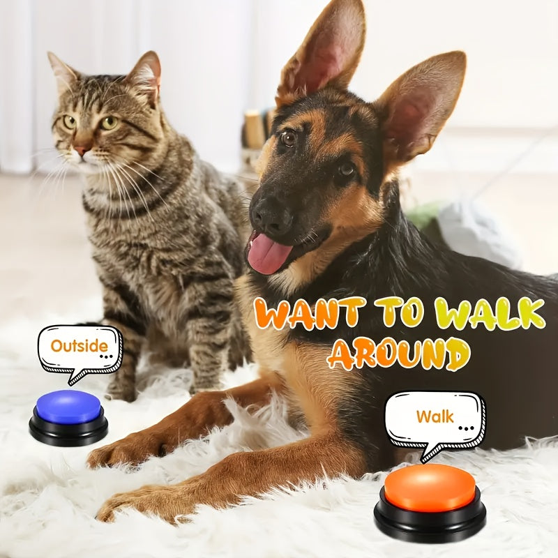 Recordable Dog Buttons 6 Pack, Pet Communication Training Buzzers in Random Colors and Patterns for Dogs and Cats, Supervised Voice Cue Practice