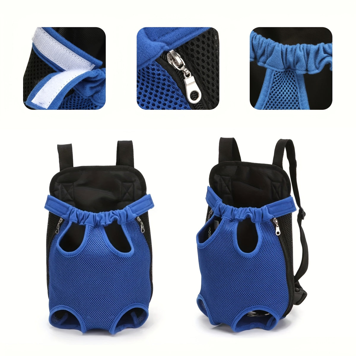Pet Backpack with Adjustable Straps, Breathable Mesh Chest Carrier for Small Dogs and Cats, Zipper Closure and Random Plush Toy for Outdoor Trips