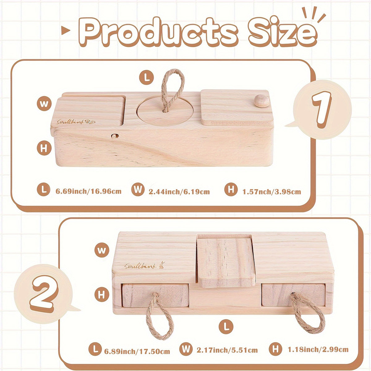 Rabbit Enrichment Toys, 2 Sets of Wooden Treat Foraging Puzzles for Bunnies with Sniff, Slide, Pull and Flip Activities for Supervised Play