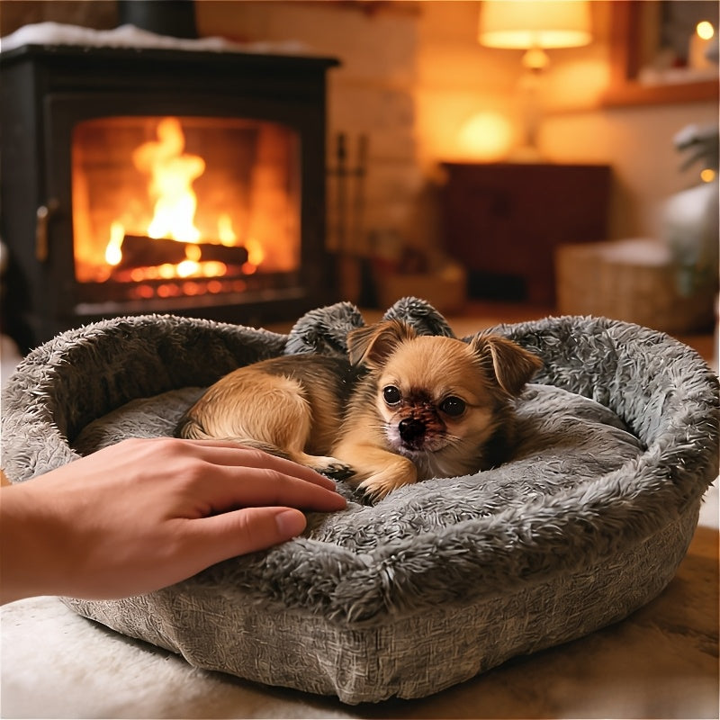 Heart-Shaped Dog Bed with Plush Fleece Lining, Medium Cozy Resting Bed for Puppies, Small Dogs and Cats up to 6.61 lb, No Assembly Required