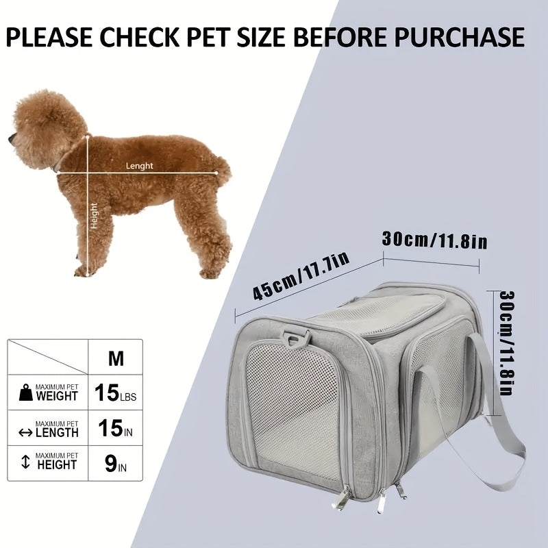 Soft-Sided Cat Carrier for Pets Up to 15 lbs, Collapsible Travel Bag for Small Dogs, Puppies and Cats, Vet Visits and Everyday Trips