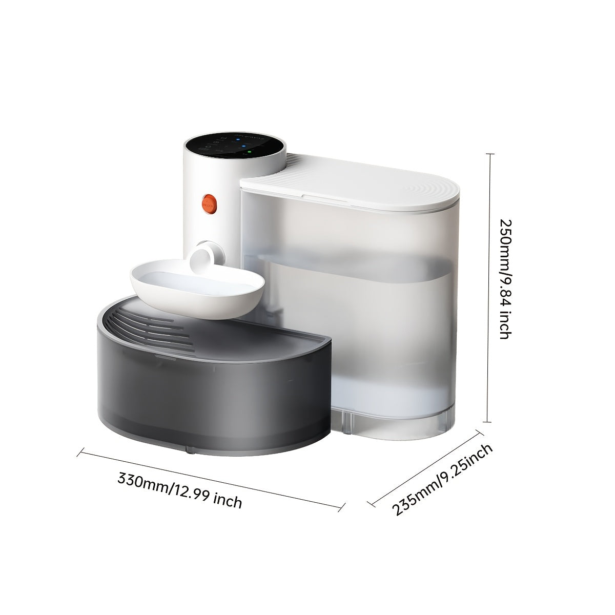 Filterless Cat Water Fountain 3L with Dual Tanks, Rechargeable Automatic Tilting Stainless Steel Bowl and Adjustable Refresh Intervals for Cats and Small Dogs