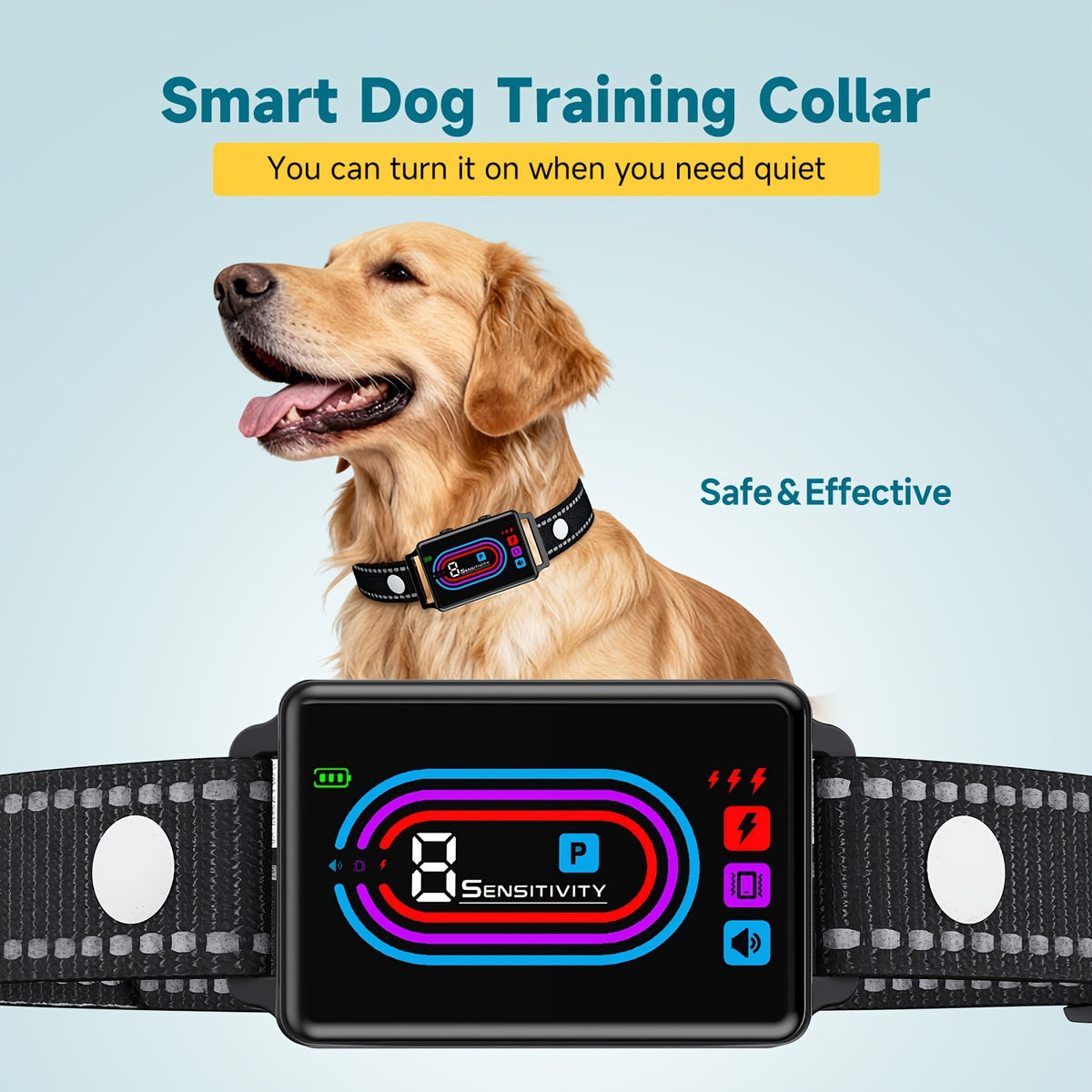 Magnetic Charging Bark Collar for Dogs with 9 Sensitivity Levels, Adjustable Fit, Vibration and Switchable Static Mode, 1 or 2 Pack Options