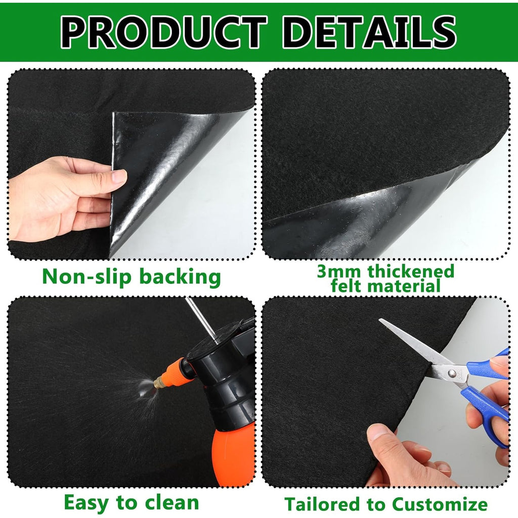 Bird Cage Floor Mat 47.2 x 35.4 Inches, Black 3mm Felt Protective Liner with Non-Slip Backing and Cut-to-Fit Design for Pet Cage Areas