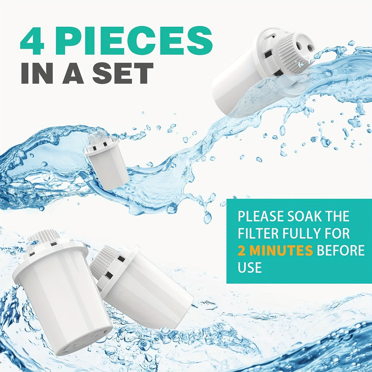 Vertical Pet Fountain Filters 4 Pack, 7-Layer Replacement Cartridges for D2341, D2223, D2322 and D2340 Dog and Cat Water Dispensers