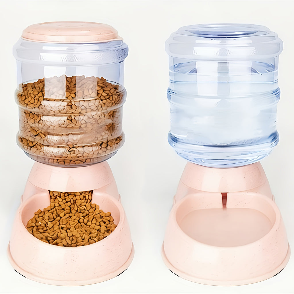 Gravity Dog Feeder or Water Dispenser, 1 Gallon Pet Food and Water Bowl Options for Cats and Small to Medium Dogs, Battery-Free PP Design